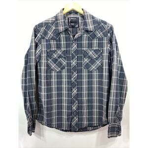 BKE Buckle Snap button Plaid Long Sleeve Slim Fit Shirt Men's Medium 38-40 Chest